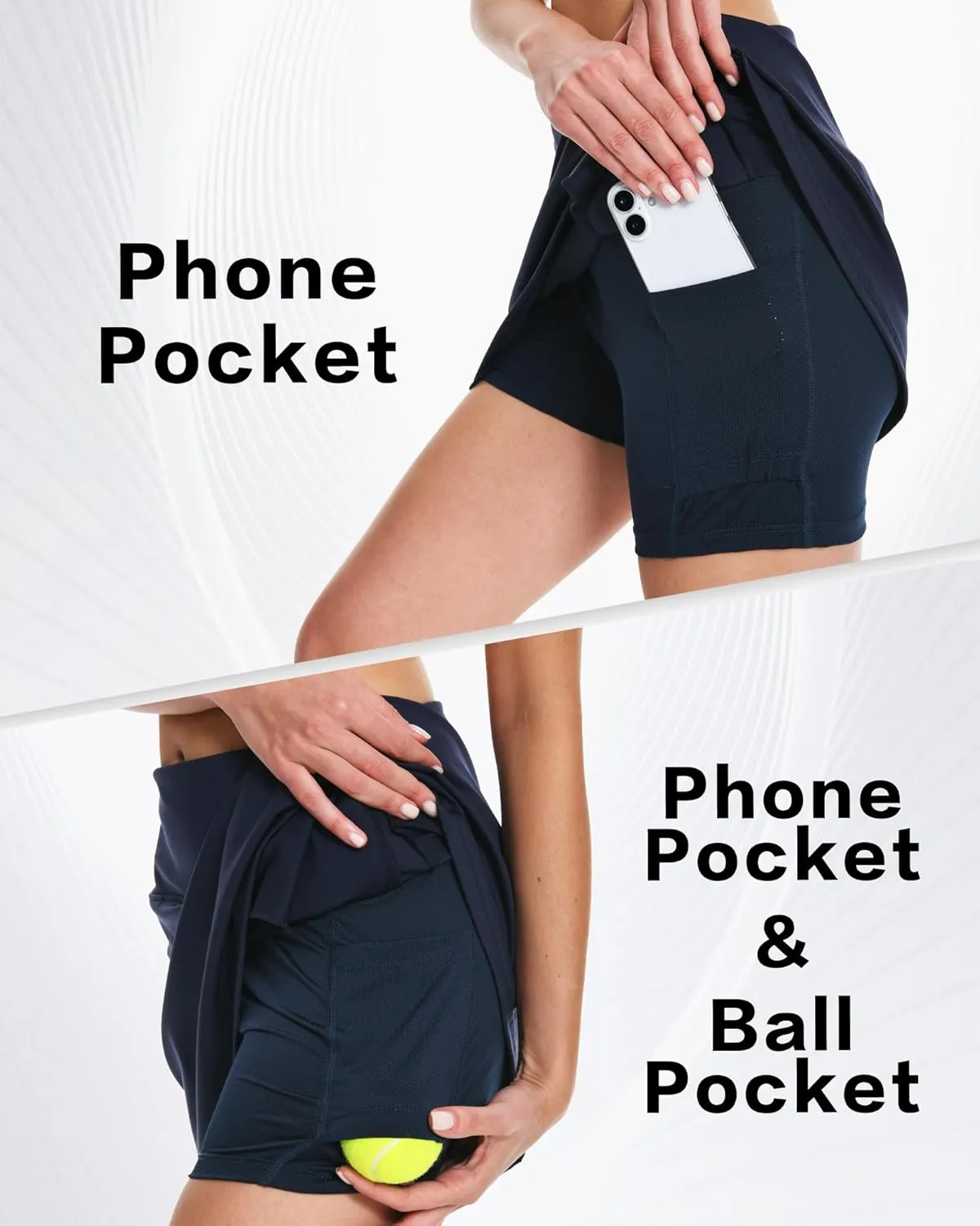 16" Golf Skorts Skirts for Women with Zipper Pockets Women's High Waisted Tennis Skirt Athletic Skort