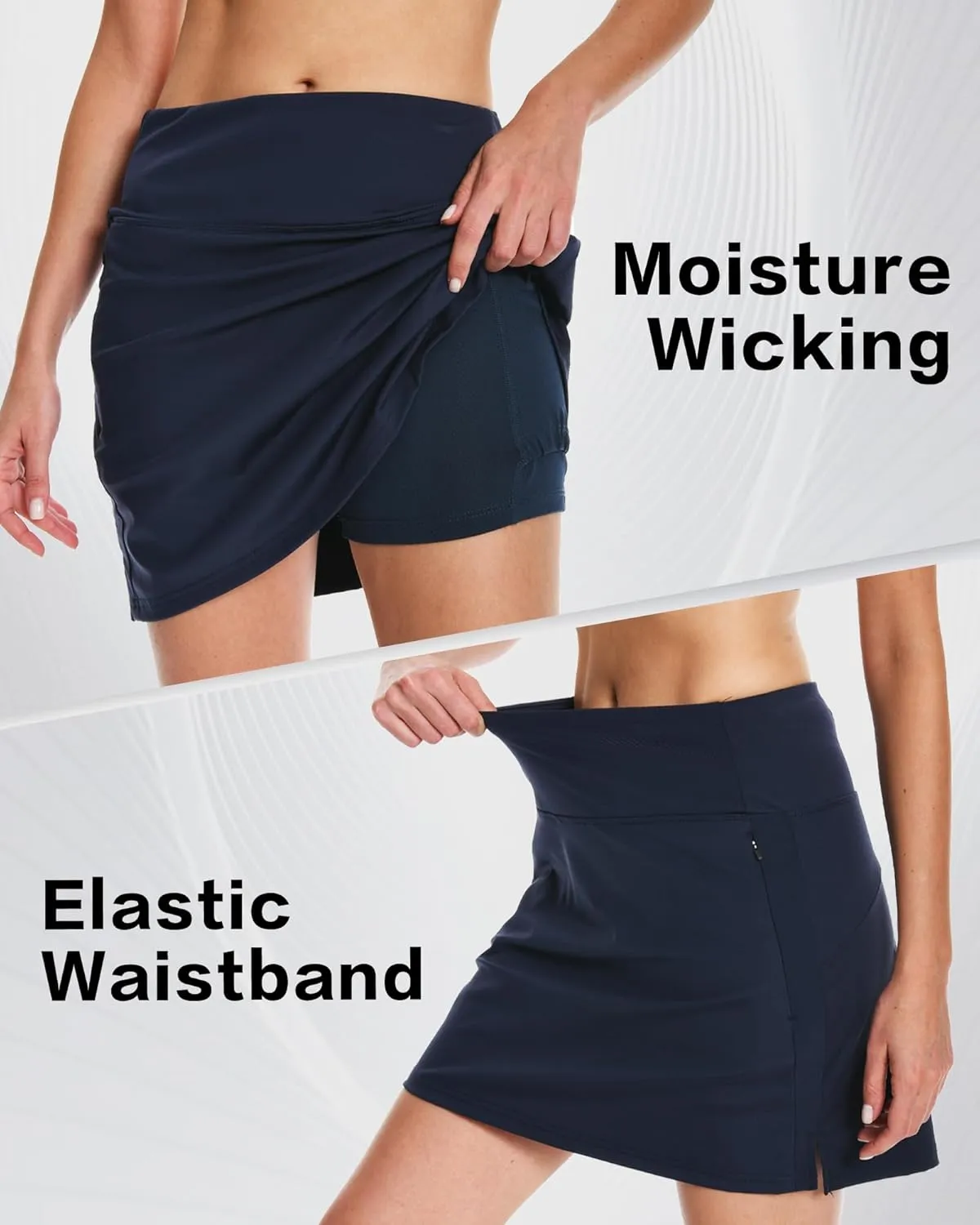 16" Golf Skorts Skirts for Women with Zipper Pockets Women's High Waisted Tennis Skirt Athletic Skort