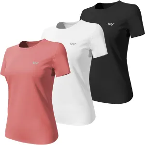 3-5 Pack Workout Shirts Women Running Quick Dry Crew Neck Gym Moisture Wicking T-Shirts Athletic Yoga Tee Top UPF 50 