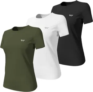 3-5 Pack Workout Shirts Women Running Quick Dry Crew Neck Gym Moisture Wicking T-Shirts Athletic Yoga Tee Top UPF 50 