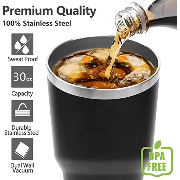 30oz Stainless Steel Tumblers  Insulated Travel Mug with Lid