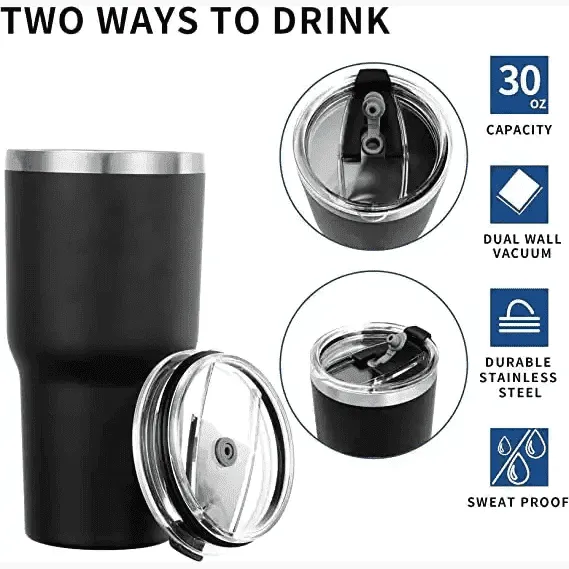 30oz Stainless Steel Tumblers  Insulated Travel Mug with Lid