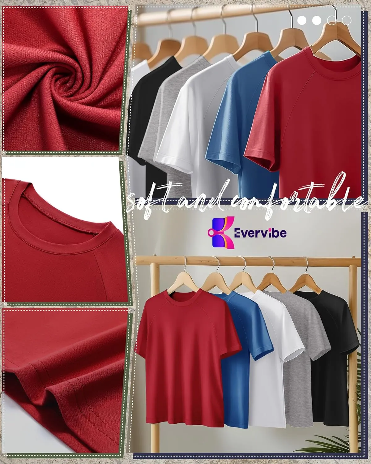 5 Pack Men's Big & Tall Cotton T-Shirts, Short Sleeve Crew Neck Shirts Moisture Wicking Classic Tees Bulk Multipack