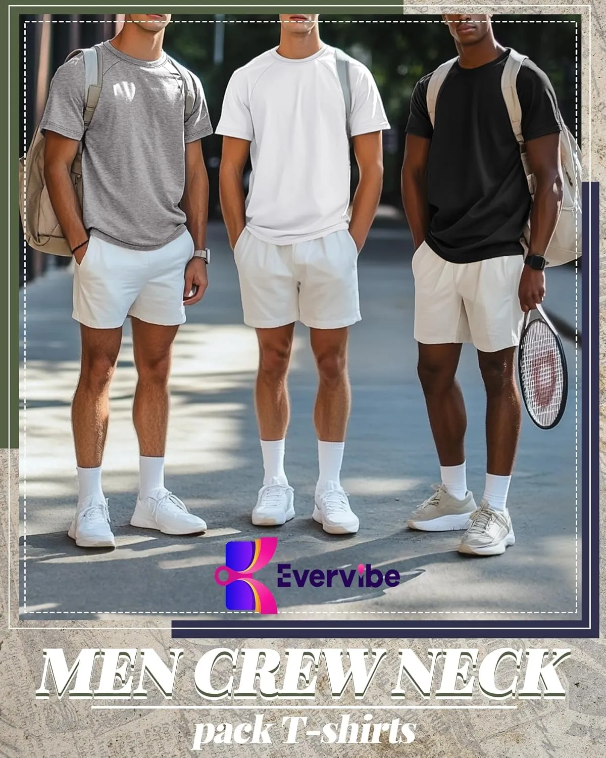 5 Pack Men's Big & Tall Cotton T-Shirts, Short Sleeve Crew Neck Shirts Moisture Wicking Classic Tees Bulk Multipack