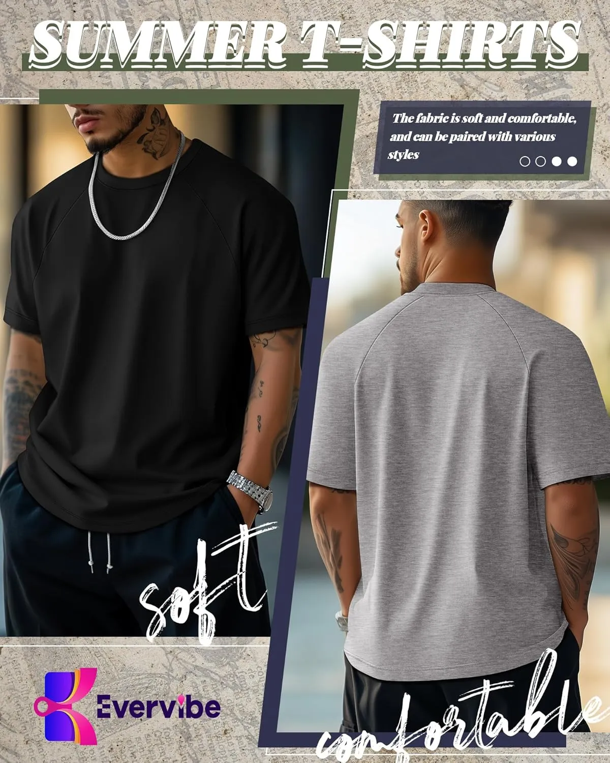 5 Pack Men's Big & Tall Cotton T-Shirts, Short Sleeve Crew Neck Shirts Moisture Wicking Classic Tees Bulk Multipack