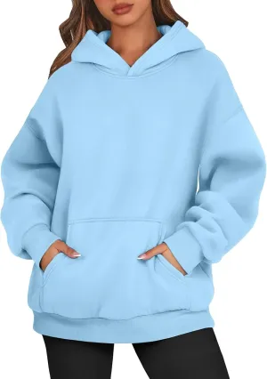 ADHOWBEW Womens Hoodies 2024 Fashion Oversized Drop Shoulder Long Sleeve Drawstring Sweatshirt Pullover with Pockets