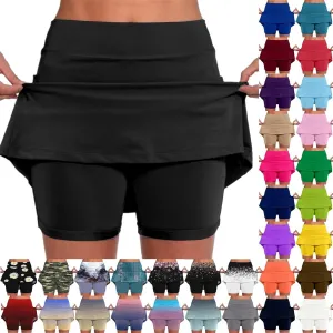 aihihe Golf Skirts for Women with Shorts Pink Dress Shorts Black Cotton Linen Skirt Women