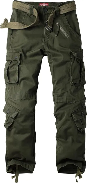 AKARMY Women's Cotton Casual Work Pants Camouflage Cargo Pants Parachute Pants for Women with Pockets