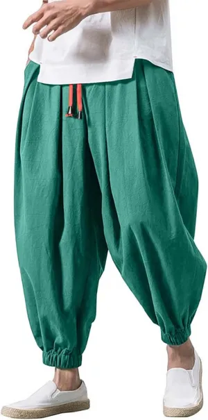 Alalaso Parachute Pants Men Hip Hop Harem Pants Fashion Solid Color Oversized Tapered Pants Casual Comfy Baggy Trouser