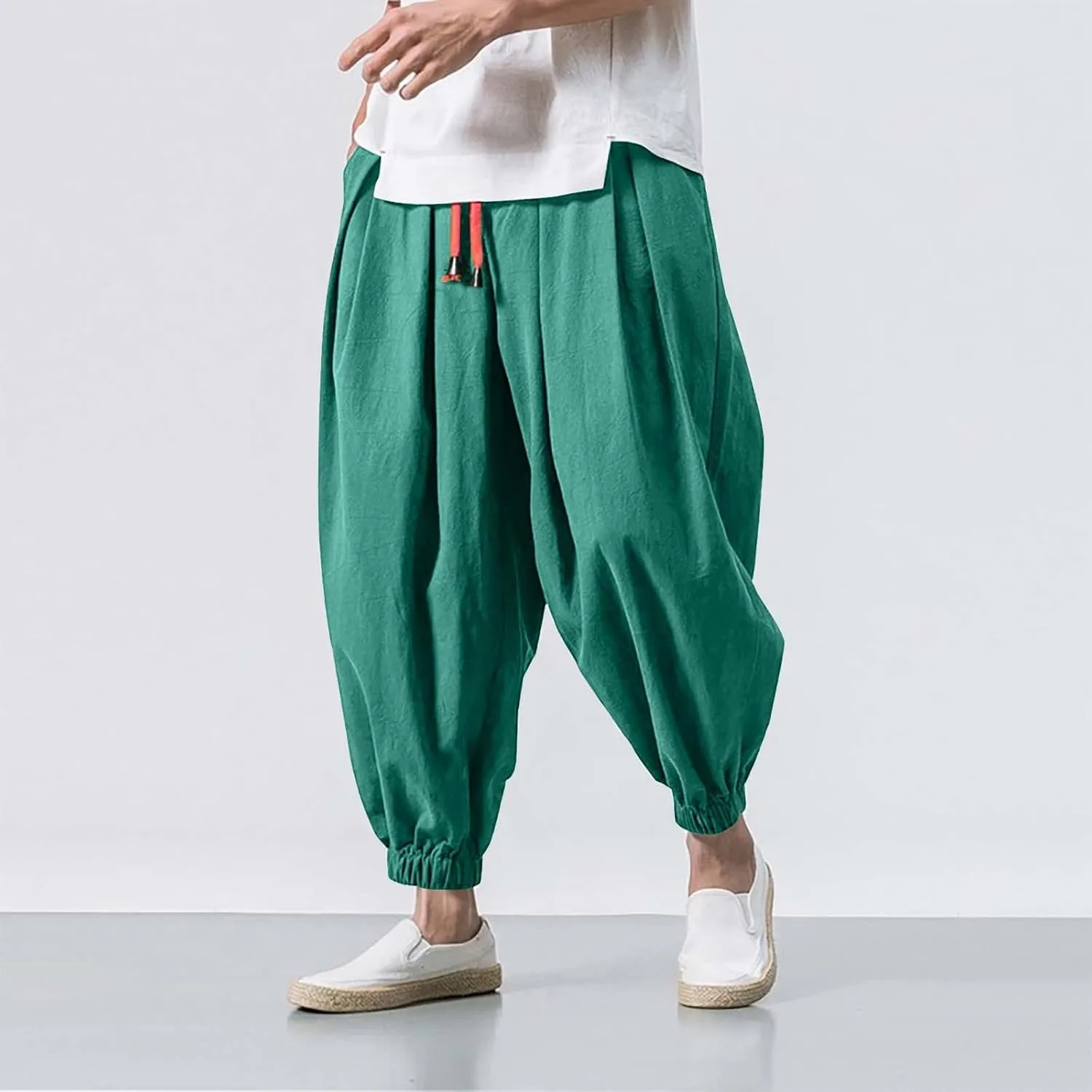 Alalaso Parachute Pants Men Hip Hop Harem Pants Fashion Solid Color Oversized Tapered Pants Casual Comfy Baggy Trouser
