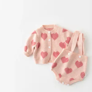 Baby Girl Heart Bodysuit and Sweater Set