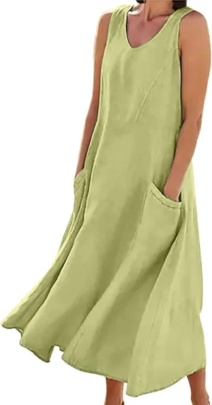 Beach Vacation Clothes for Women Beach Fashion Vacation Essentials Summer Dresses for Women 2025 Cotton Linen Maxi Dress