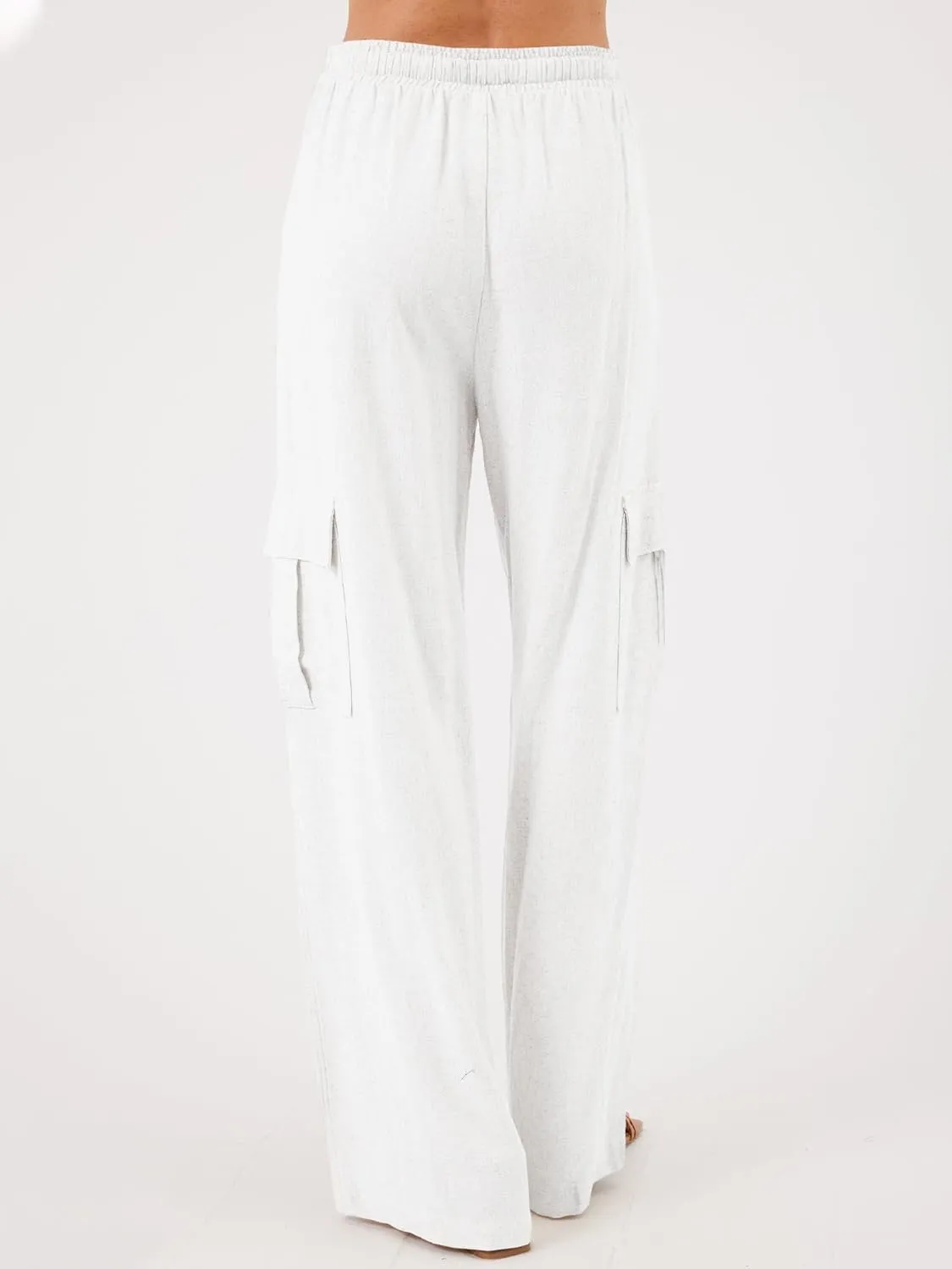 Beautiful Nomad Women's Linen Cargo Pants Casual High Waisted Wide Leg Pant Baggy Trousers with Pockets