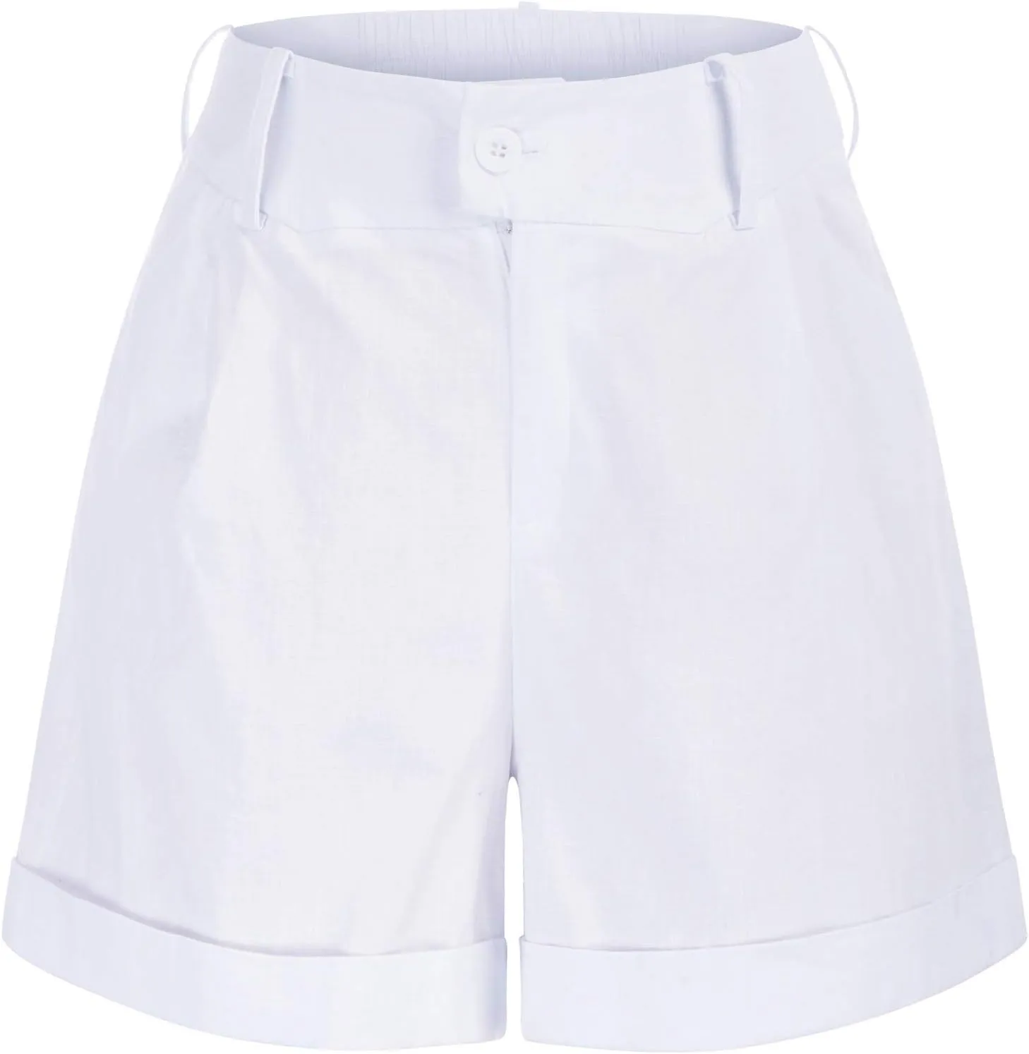 Belle Poque Women Summer Linen Shorts Elastic High Waisted Shorts with Pockets