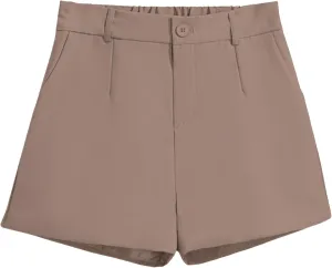 Betusline Women's Shorts Summer Casual Work Pleated Dress Shorts with Back Elastic Waist