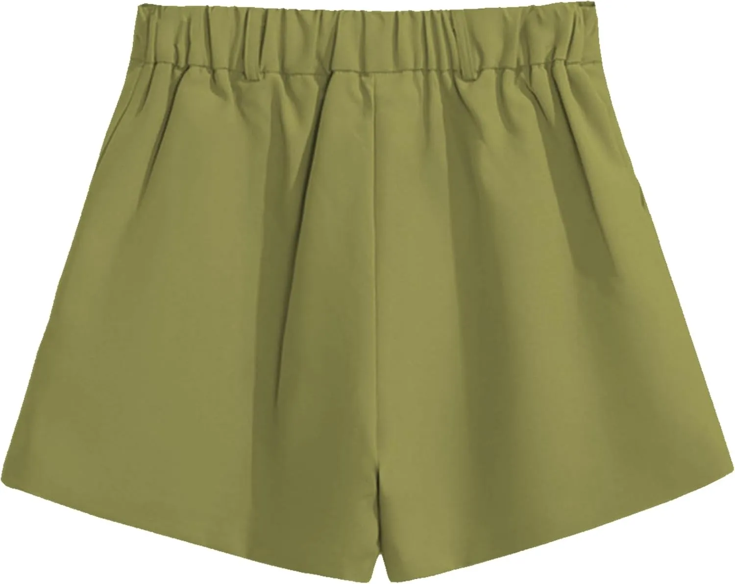Betusline Women's Shorts Summer Casual Work Pleated Dress Shorts with Back Elastic Waist