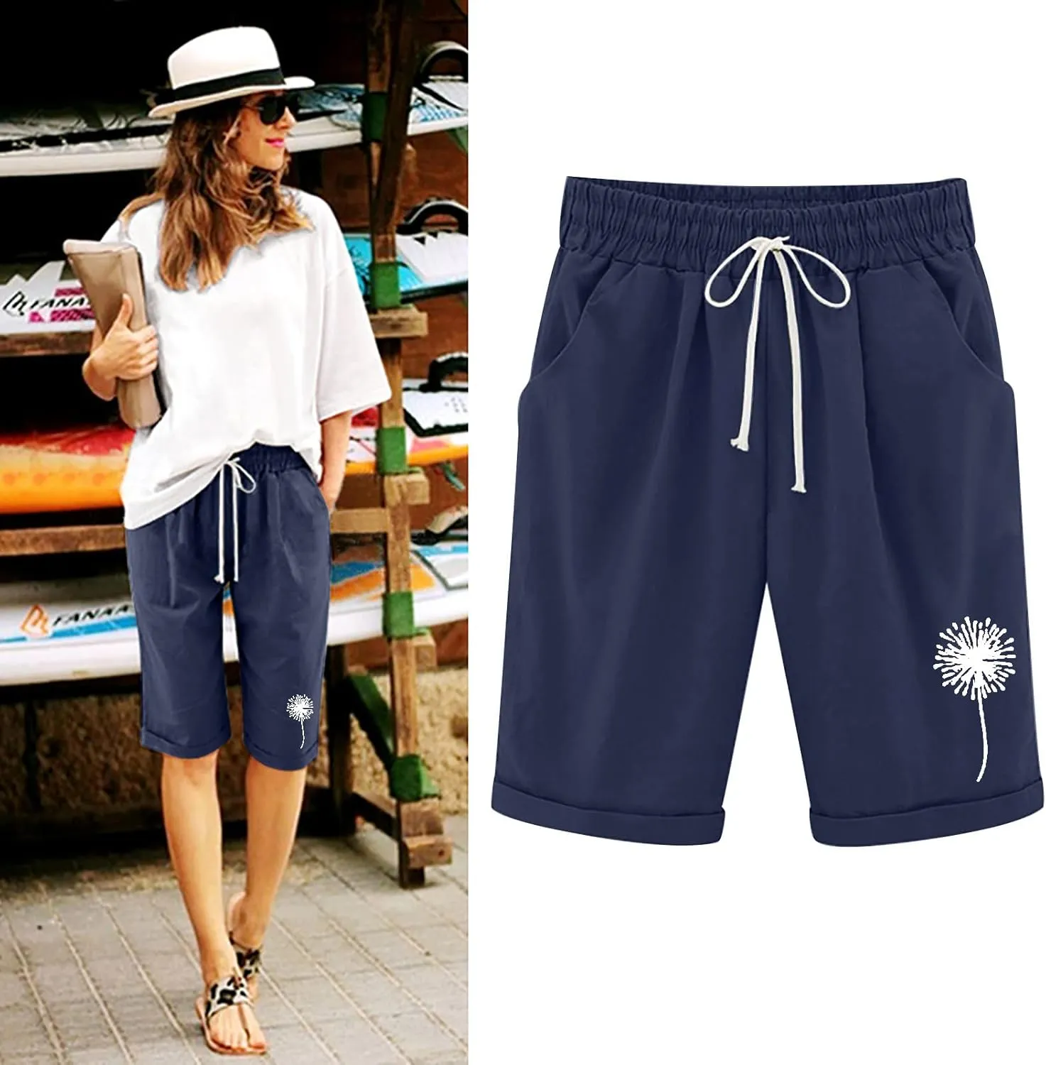 Biker Shorts Women with Pockets Leg Casual Yoga Cropped Pants Biker Shorts Women with Pockets Jean Shorts for Women