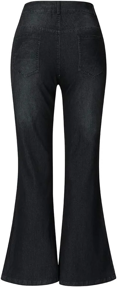 Black Pants for Women Jeans Mid Womens Poket Lace Denim Casual Women's Jeans Straight Leg Denim Pants Womens High
