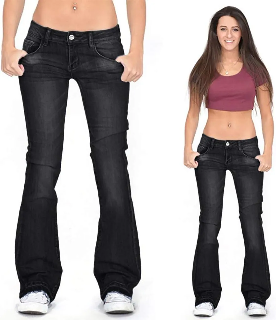 Black Pants for Women Jeans Mid Womens Poket Lace Denim Casual Women's Jeans Straight Leg Denim Pants Womens High