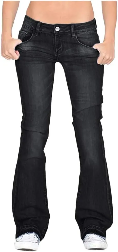 Black Pants for Women Jeans Mid Womens Poket Lace Denim Casual Women's Jeans Straight Leg Denim Pants Womens High
