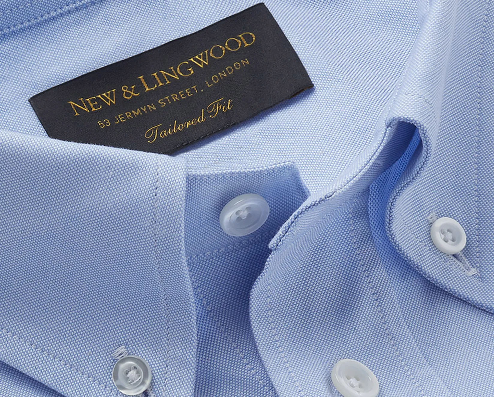 Blue Button Down Collar Tailored Fit Oxford Cotton Shirt