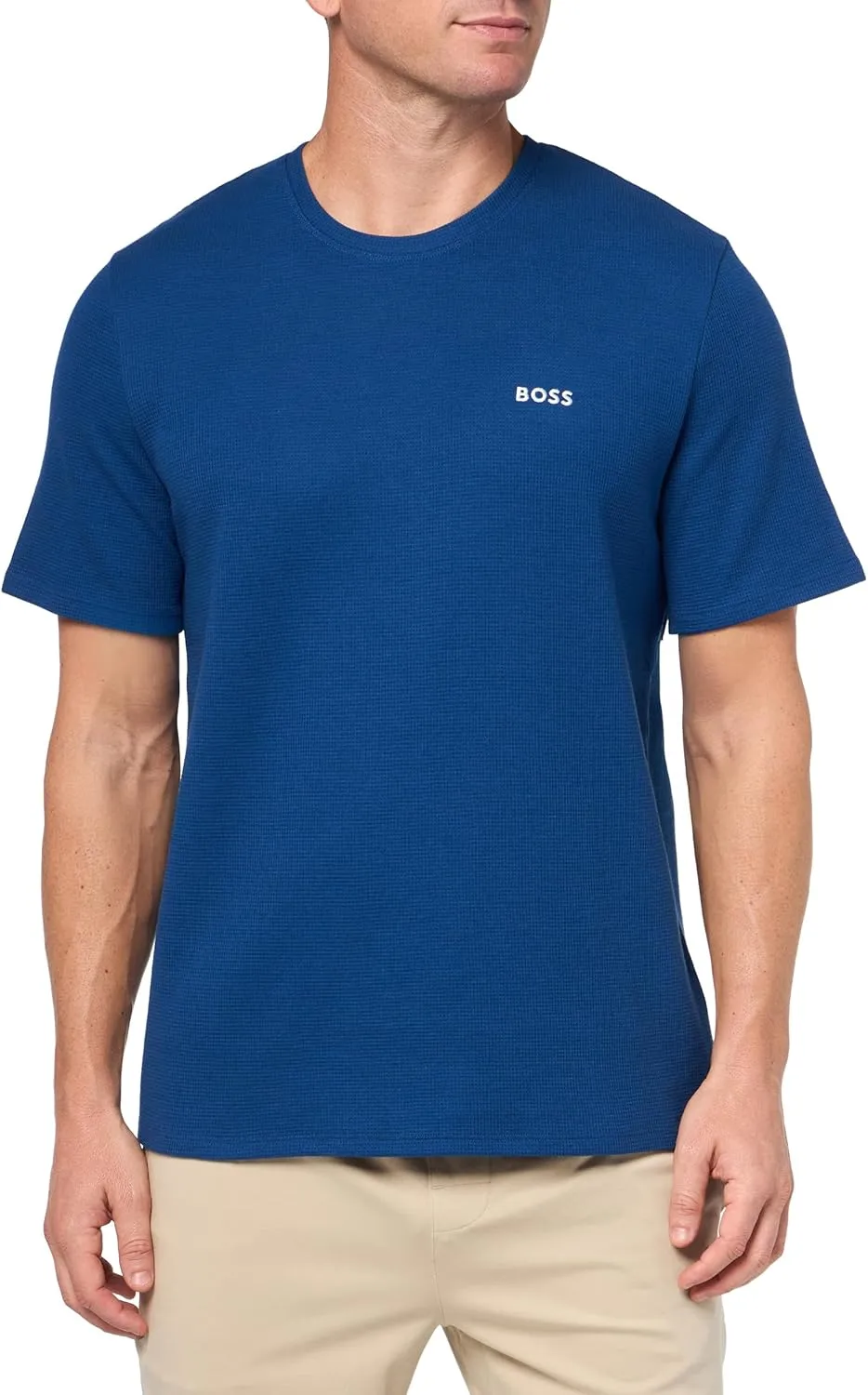 BOSS Men's Waffle Contrast Logo Short-Sleeve T-Shirt