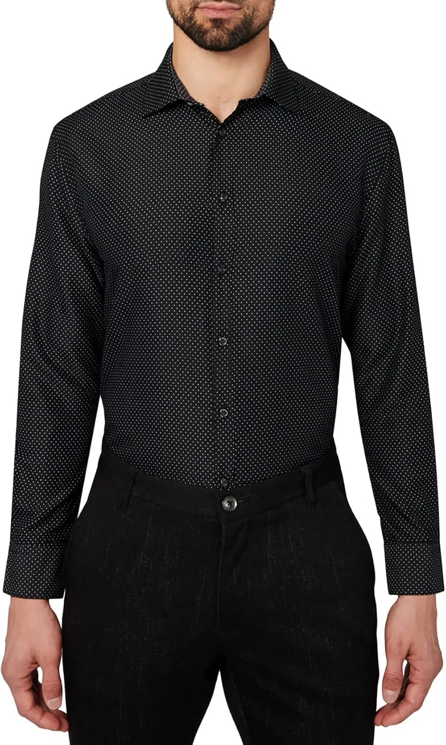 Calabrum Mens Long Sleeve Wrinkle Free Performance Dress Shirt