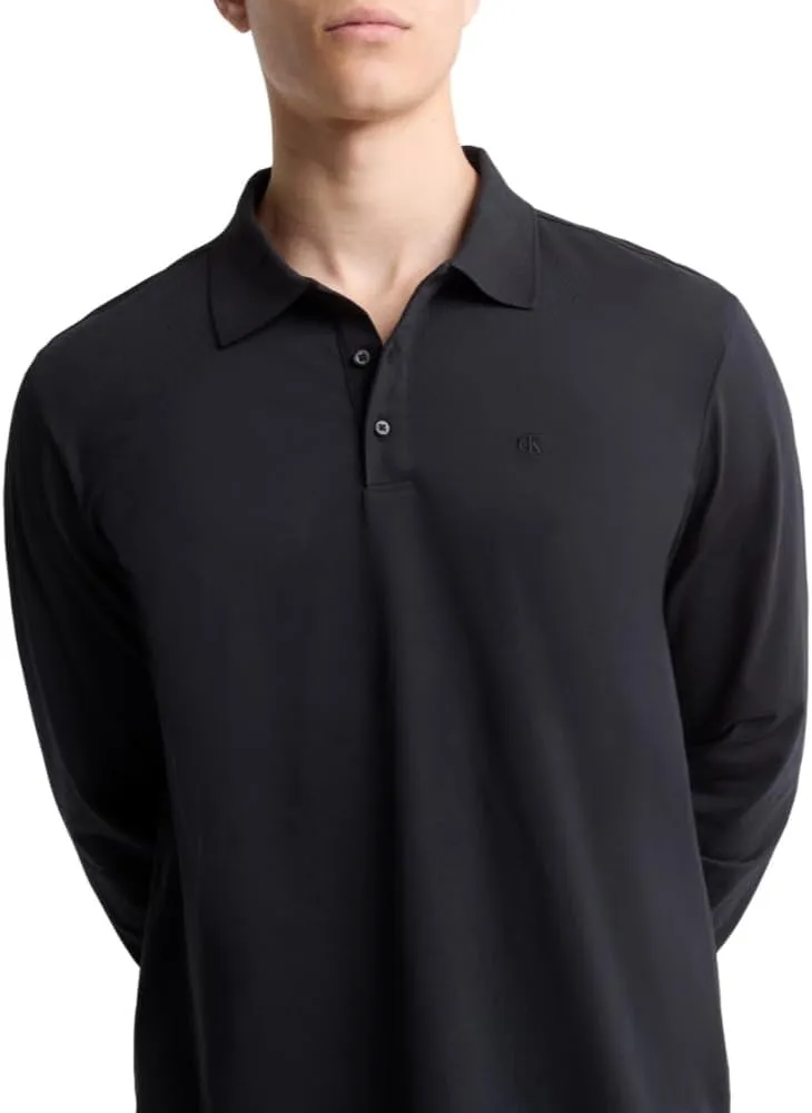 Calvin Klein Men's Long Sleeve Smooth Cotton Polo Shirt