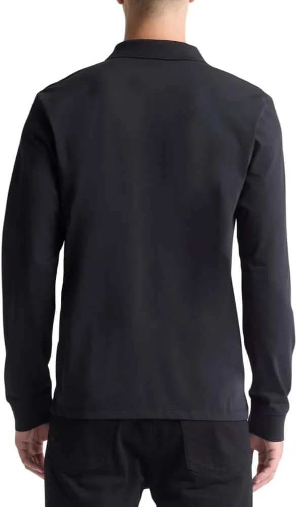 Calvin Klein Men's Long Sleeve Smooth Cotton Polo Shirt