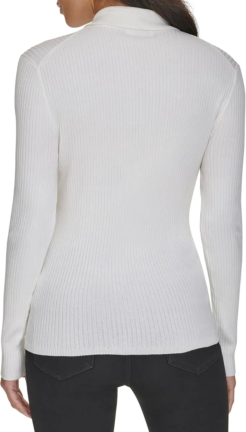 Calvin Klein Women's Long Sleeve Collar Button Up Sweater