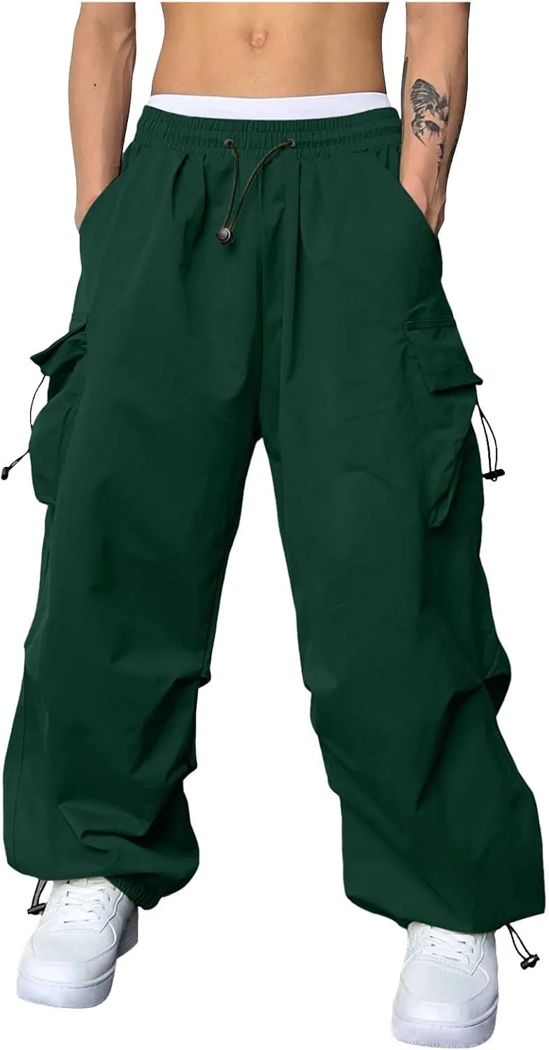 Cargo Pant for Men Casual Work Pant Elastic Waist Drawstring Cotton Track Pants with Multiple Pockets