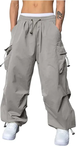 Cargo Pant for Men Casual Work Pant Elastic Waist Drawstring Cotton Track Pants with Multiple Pockets