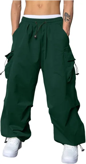 Cargo Pant for Men Casual Work Pant Elastic Waist Drawstring Cotton Track Pants with Multiple Pockets