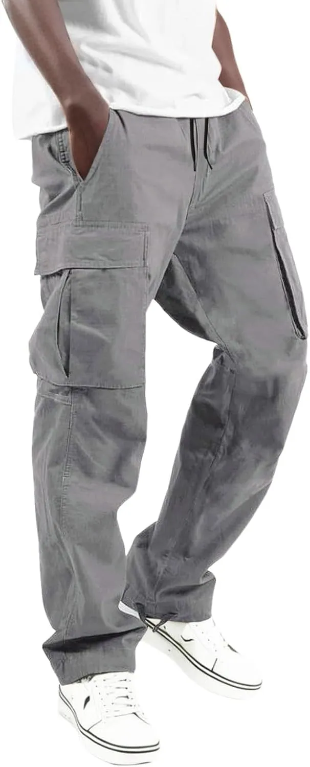 Cargo Pants for Men Straight Leg Hiking Joggers Lightweight Tactical Pant Outdoor Streetwear Trousers with Pocket