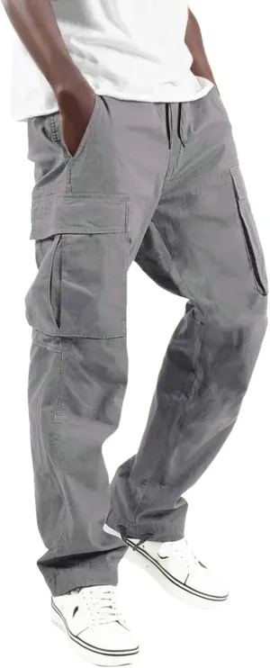 Cargo Pants for Men Straight Leg Hiking Joggers Lightweight Tactical Pant Outdoor Streetwear Trousers with Pocket