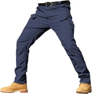 Cargo Pants Men Outdoor Stretch Overalls with Large Pockets Loose Soft Pants Rainproof Mens Big and Tall Cargo Pants