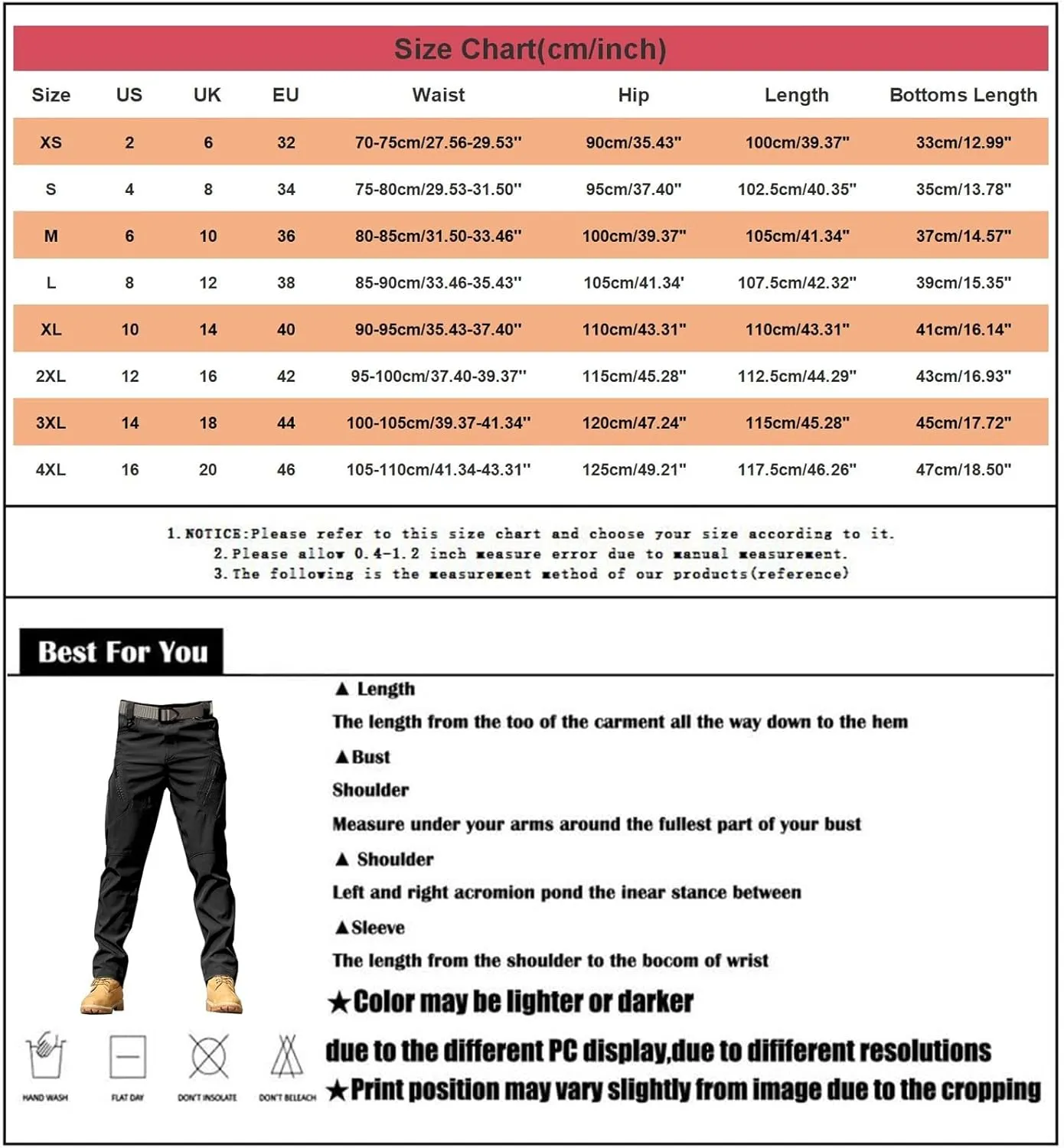 Cargo Pants Men Outdoor Stretch Overalls with Large Pockets Loose Soft Pants Rainproof Mens Big and Tall Cargo Pants