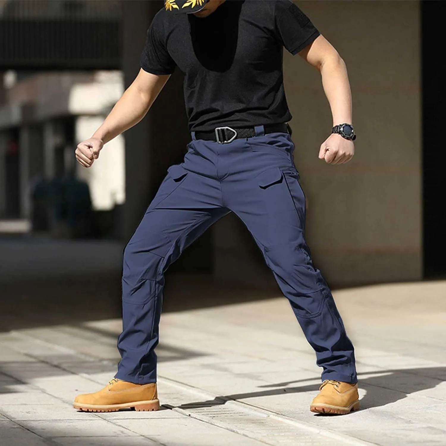 Cargo Pants Men Outdoor Stretch Overalls with Large Pockets Loose Soft Pants Rainproof Mens Big and Tall Cargo Pants