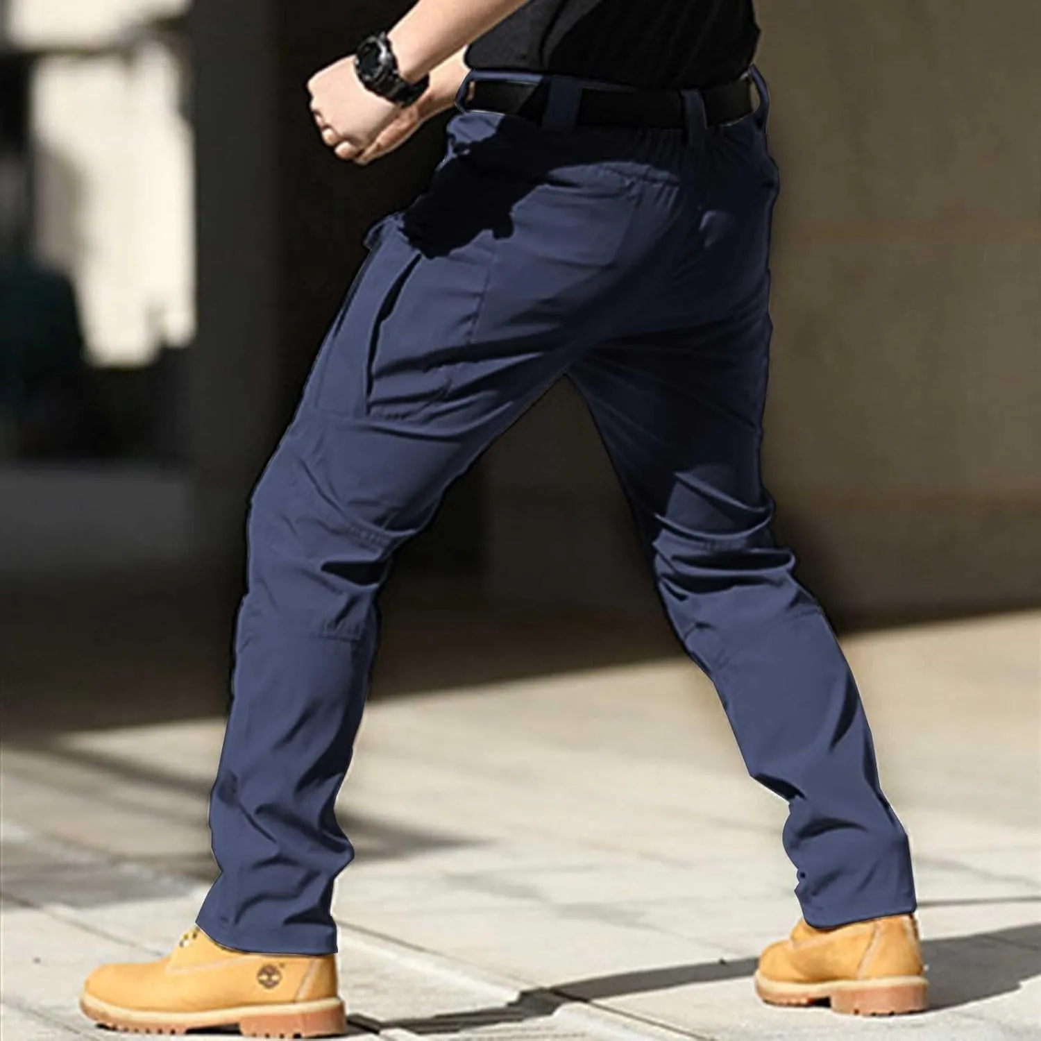 Cargo Pants Men Outdoor Stretch Overalls with Large Pockets Loose Soft Pants Rainproof Mens Big and Tall Cargo Pants