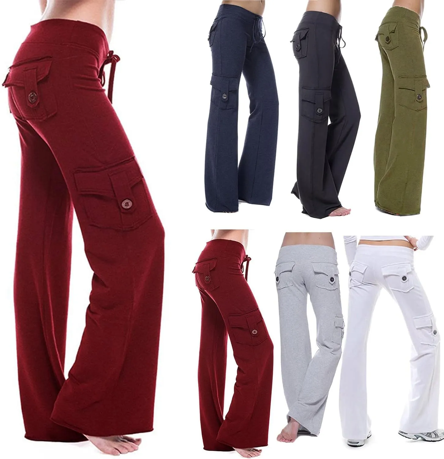 Cargo Pants Women Wide Leg Yoga Pants Multiple Pockets Cargo Pants Workout Athletic Pants Baggy Y2k Pants Plus Size