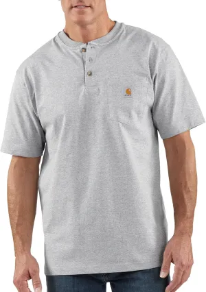 Carhartt Men's Workwear Pocket Henley Shirt, Heather Gray, Medium
