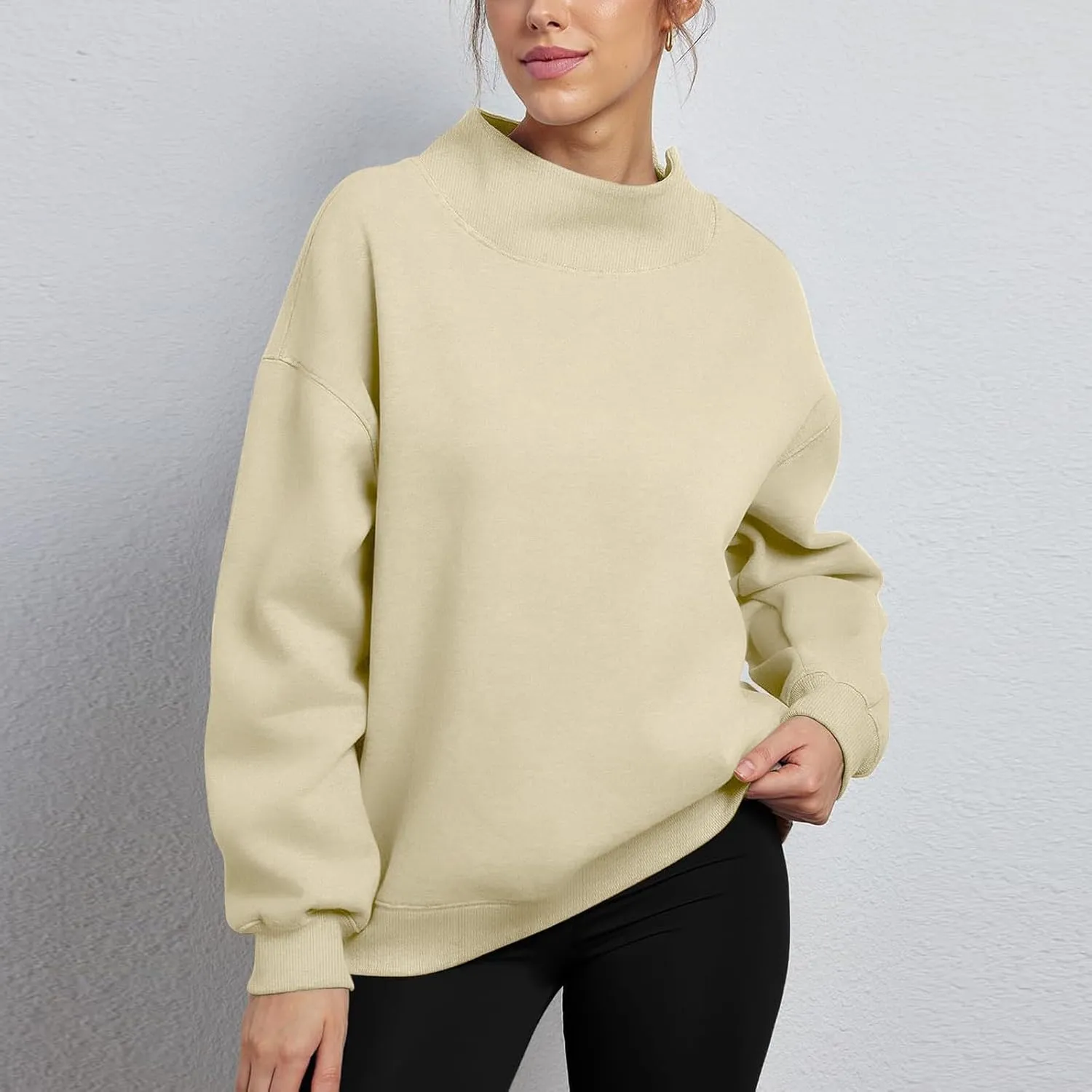 Ceboyel Fall Sweatshirts For Women 2023 Oversized Pullover Shirts High Neck Long Sleeve Tops Y2K Trendy Fashion Clothing