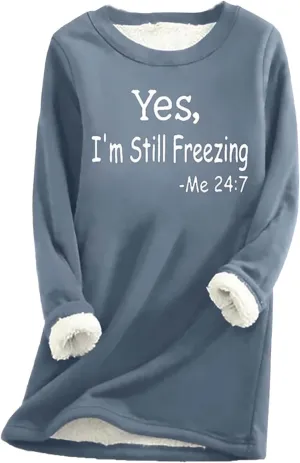 Ceboyel Womens Fleece Sweatshirts 2023 Sherpa Lined Pullover Shirts Funny Cute Sweater Tops Warm Winter Loungewear Clothes