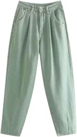 CHONG FENG XIA Autumn Winter Cargo Pants High Waist Harem Loose Trousers Ladie Casual Jeans