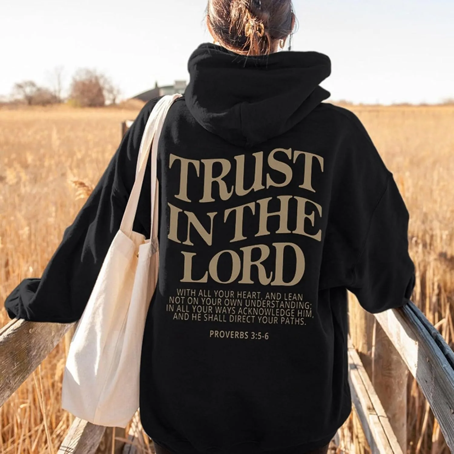 Christian Sweatshirts For Women Trust In The Lord Jesus Hoodies Faith Bible Verse Long Sleeve Oversized Hoodies