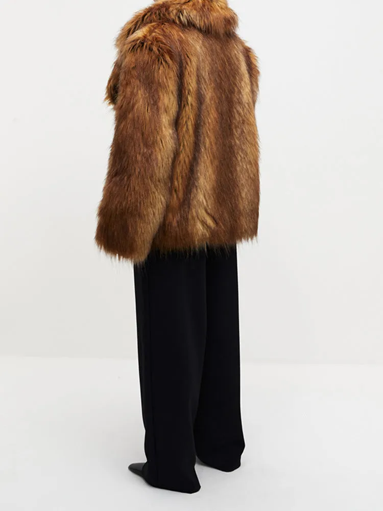 City street Faux fur elegant coat