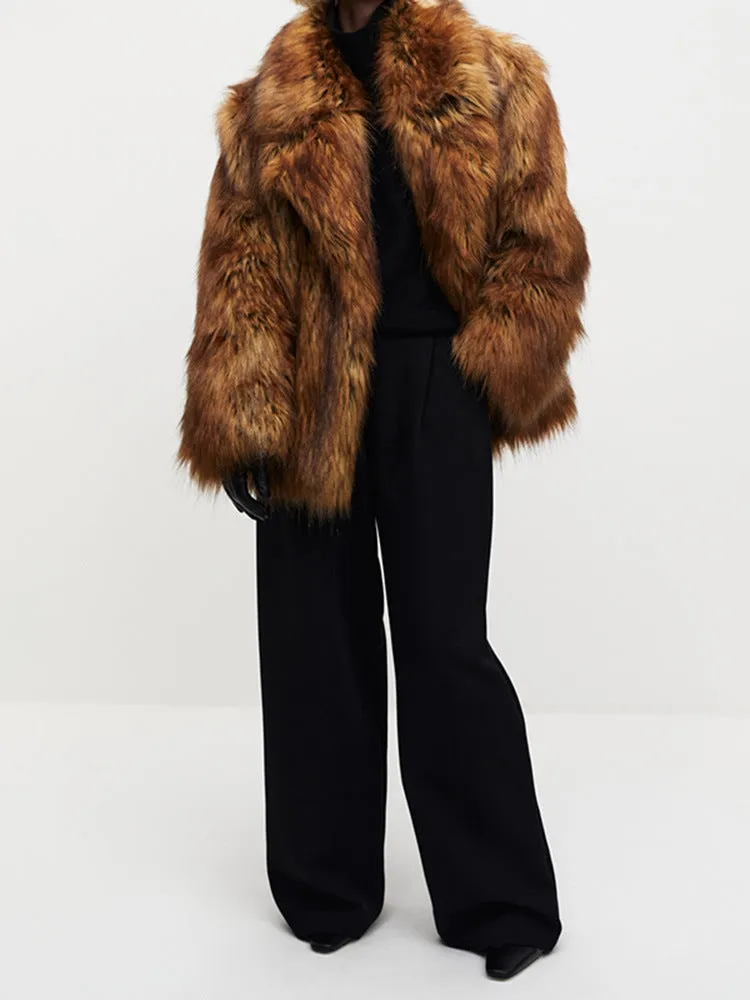 City street Faux fur elegant coat
