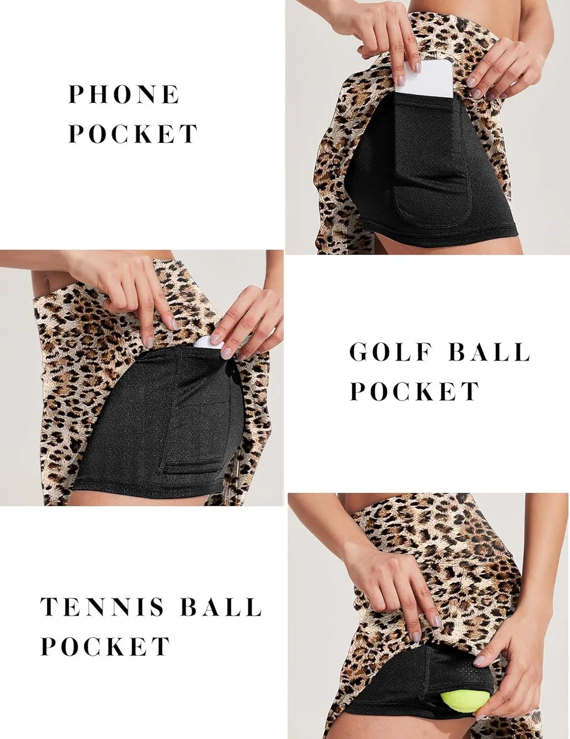 COOrun 18" Tennis Skirt Knee Length High Waist Skorts Skirts for Women Golf Pleated Built-in Shorts Skirts with Pockets
