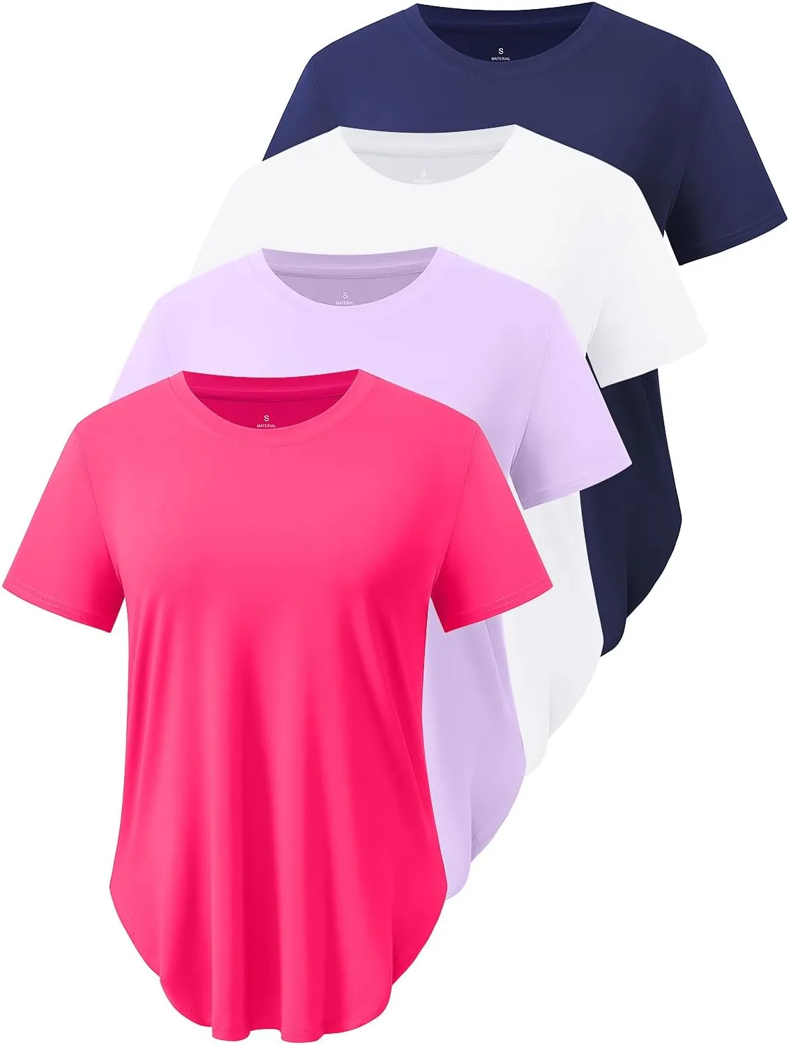 Cosy Pyro 4-Pack Workout Tops for Women UPF 50  Yoga Shirts Short Sleeve Athletic T-Shirts Quick Dry Running Gym Tee