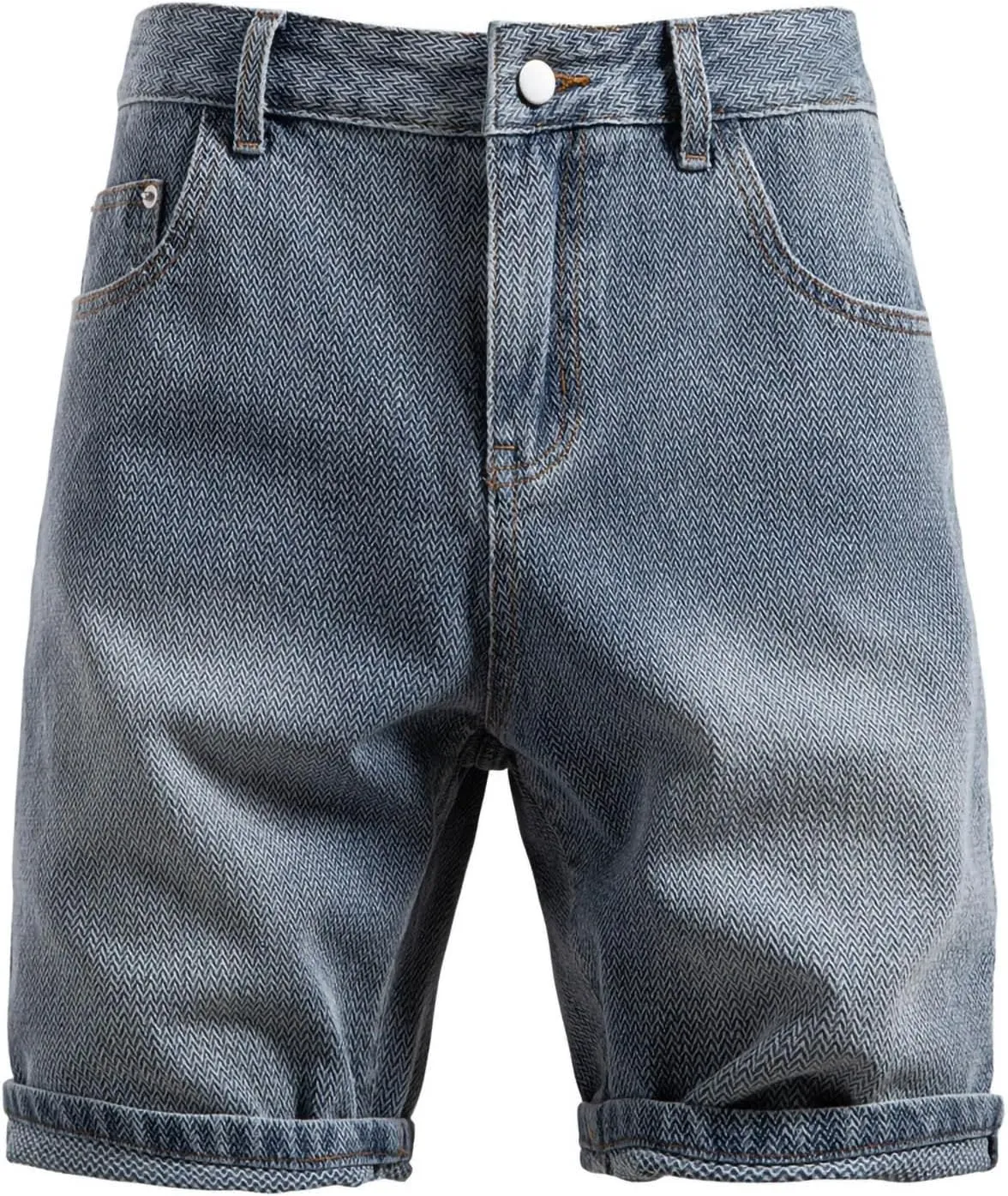 Denim Shorts Mens Slim Fit Smart Short Jeans Men's Retro Straight Leg Half Pants Workwear Loose Cropped Trousers